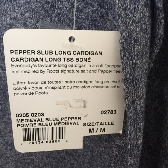 Roots Slub Long Cardigan Medical Blue Pepper New With Tags! - Picture 3 of 5